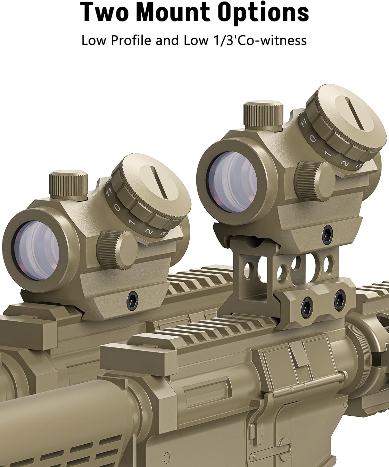 MidTen 2MOA Red Dot Sight - 1x25mm Waterproof & Shockproof Reflex Scope with 1-Inch Riser Mount