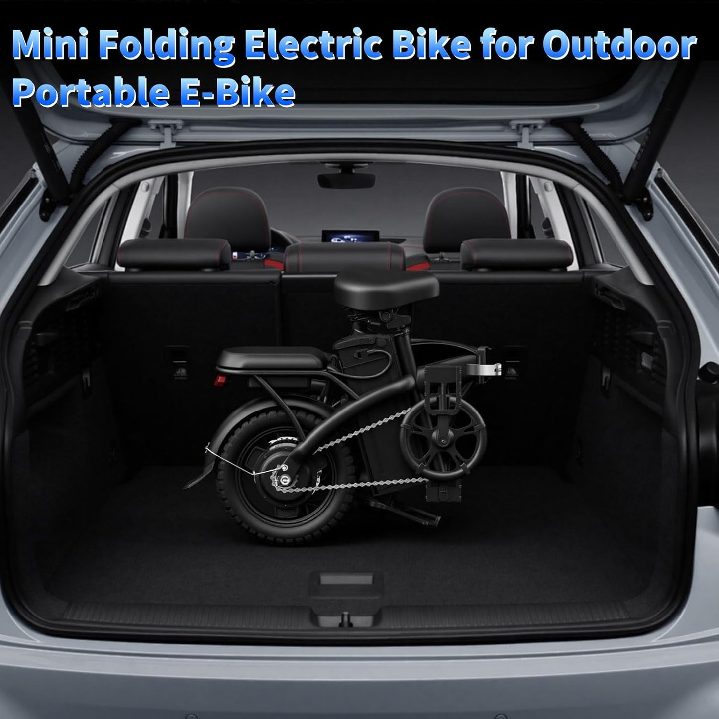 Peak Folding Electric Bike - 1200W/1000W, 25 MPH, 48V 10Ah, 45 Miles Range, 14" Tire Full Suspension