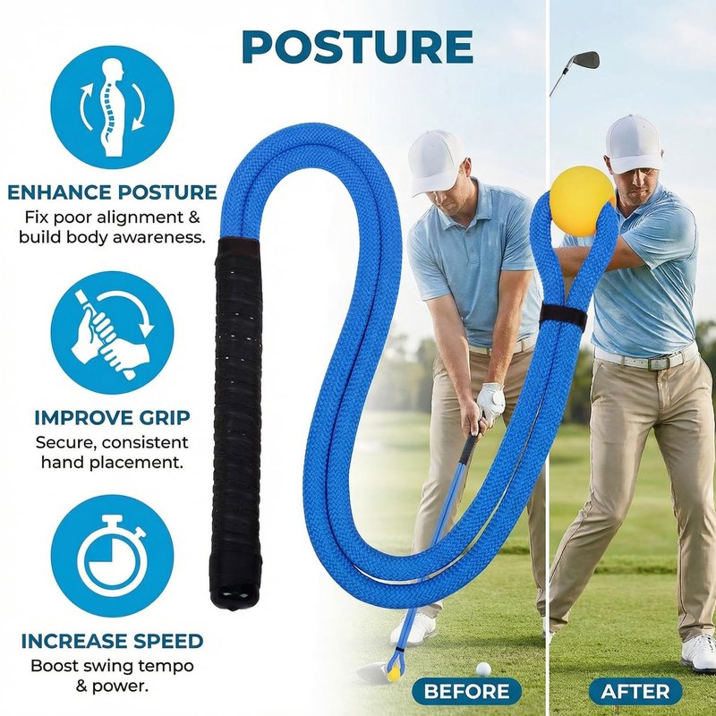 WIGERLON Golf Rope Swing Trainer - Professional Training Aid to Improve Swing Speed, Tempo, Rhythm, Flexibility Strength, for Warm-Up & Practice, Golf Gift for All Level Golfers