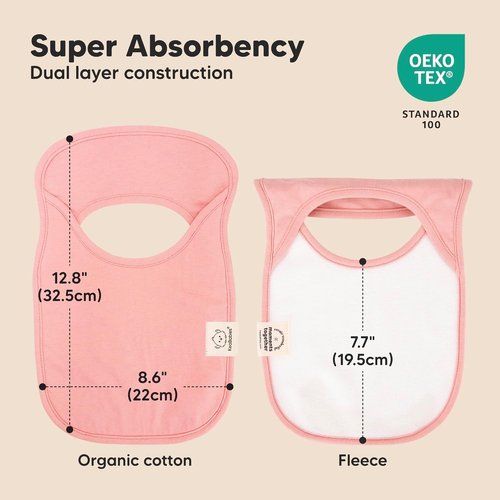 KeaBabies 8-Pack Baby Bibs - Soft & Absorbent Organic Cotton for Drooling & Teething | Long Torso Coverage (Dahlia)