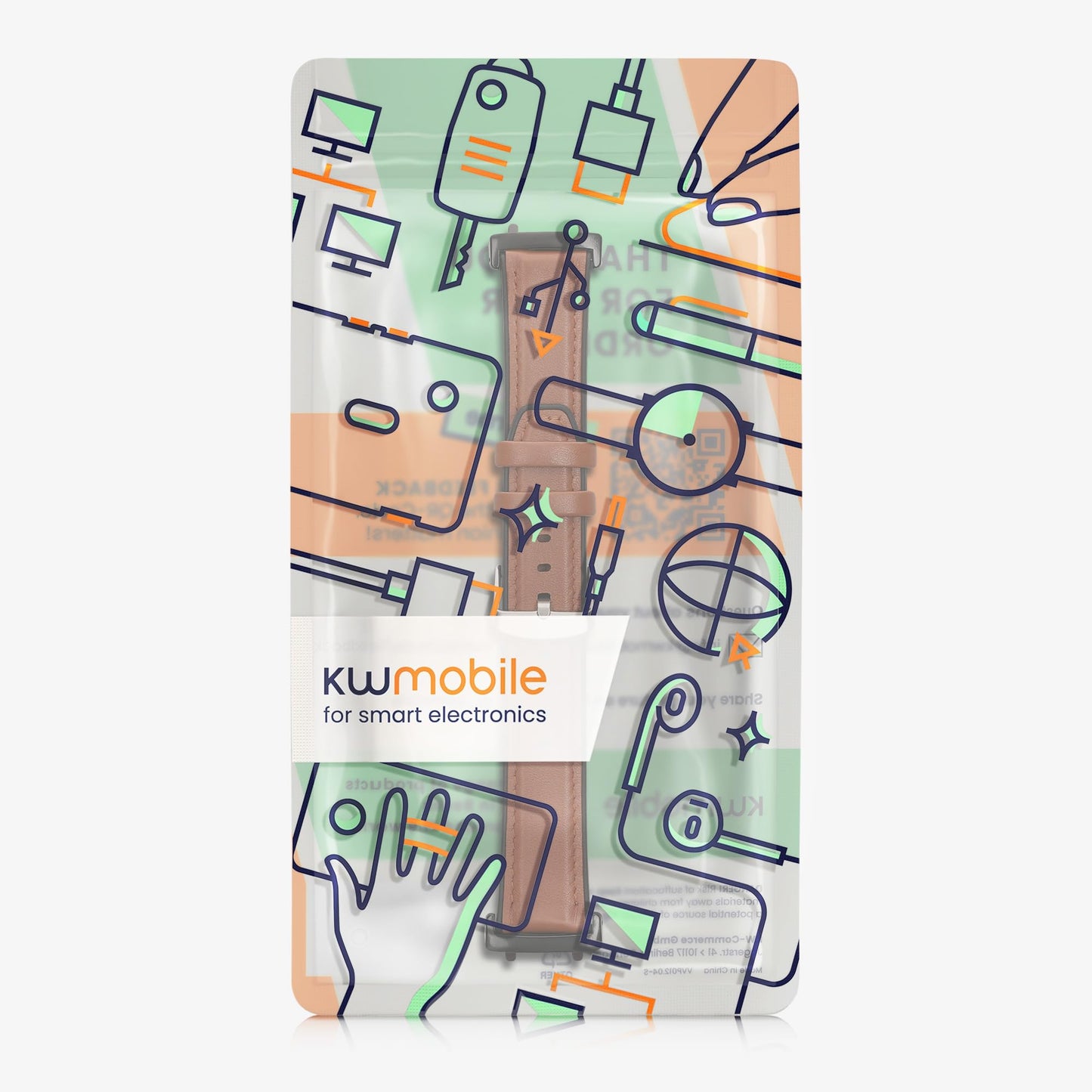 kwmobile Strap Compatible with Amazfit T-Rex 3 Strap - Silicone and Leather Sport Wristband - Brown/Black