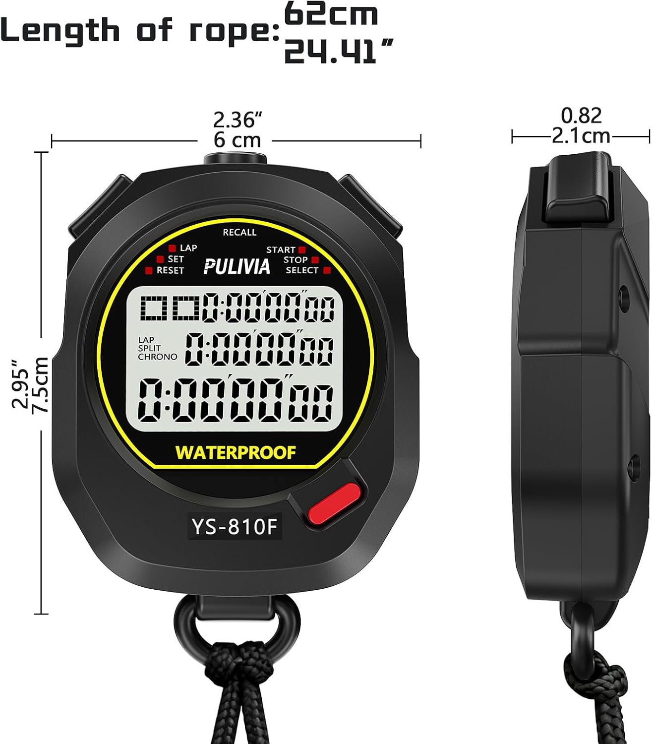 Skiennix Waterproof Stopwatch Timer - 10 Lap Split Memory for Sports & Training