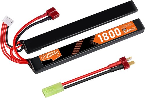 Crazepony 11.1V 1800mAh 3S LiPo Airsoft Battery - Rechargeable Nunchuck Split Pack with T Plug & Mini Tamiya Cable