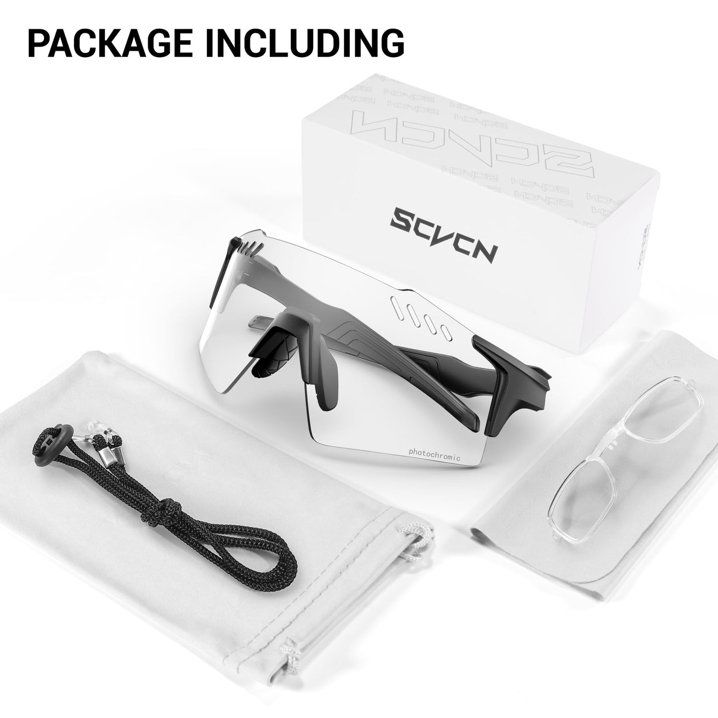 SCVCN Photochromic Cycling Glasses UV400 Protection for Women Men Cycling Glasses TR90 Frame MTB Running Mountain Bike Glasses Riding Baseball Bicycle Driving 01 Black