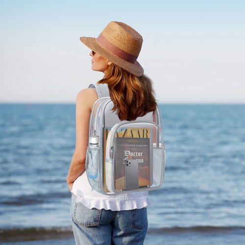 HEEYA Clear Backpack Heavy Duty Transparent Backpack for Security, Sports, Work, Travel, Stadium