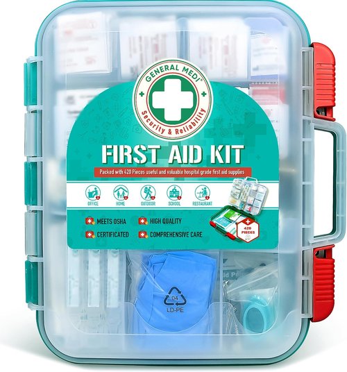 General Medi 420-Piece Professional First Aid Kit - Premium Medical Supplies for Home, Travel & Outdoor