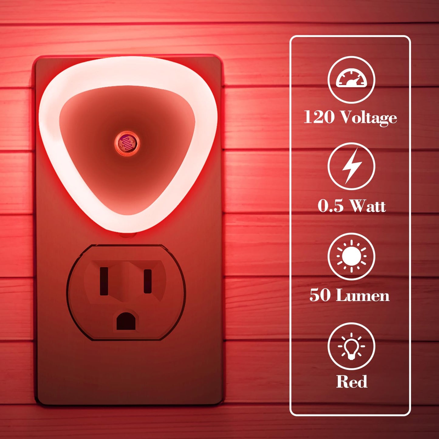 KINUR 6 Pack LED Night Light, 0.5W Nightlights Plug into Wall, Dusk to Dawn Sensor Automatic On and Off Night Light, Red Led Night Lamp for Kids, Nursery, Bedroom, Hallway, Stairs, Kitchen,Red