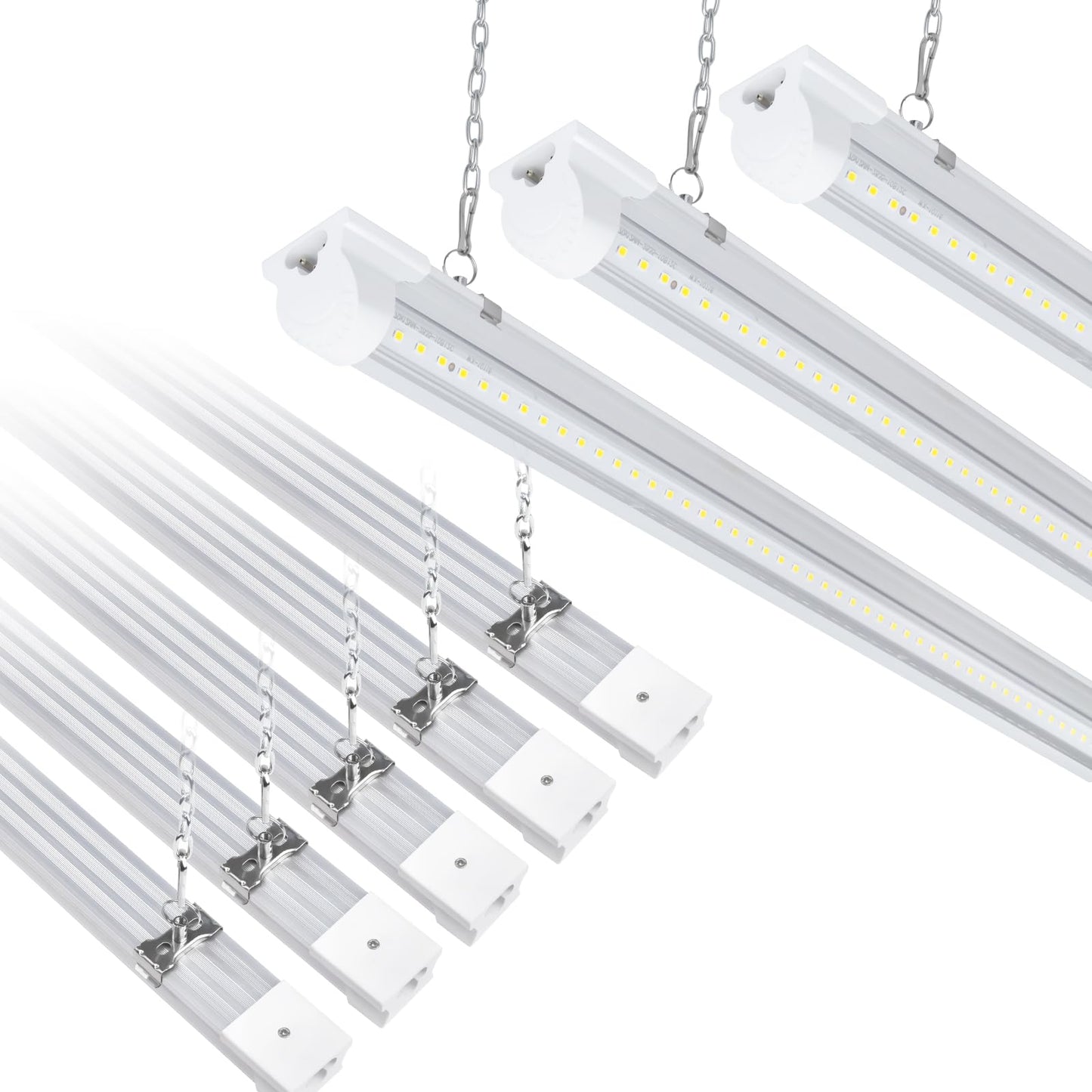 EPESTOEC 8Pack 4FT LED Shop Light Garage Lights,42W 5000K 6300LM White Light,Hanging/Surface Mount for Warehouse Workshop Basement,Linkable LED Shop Lights,Plug and Play