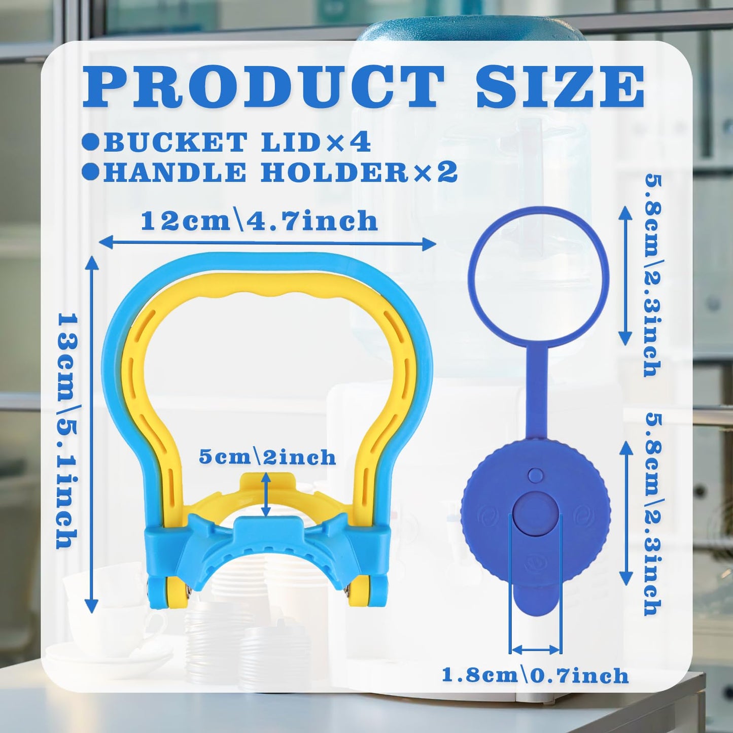 2 Pack 5 Gallon Water Bottle Handle, Stable Ergonomic Water Jug Handle, Drinking Water Bottle Heavy Duty Clip with 4pcs 5 Gallon Water Jug Caps