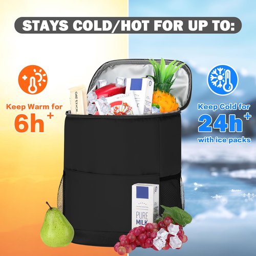 Insulated Cooler Backpack 30 Cans - Leak Proof Beer Backpack Lightweight Cooler Bag for Travel, Camping, Beach, Lunch (Black)