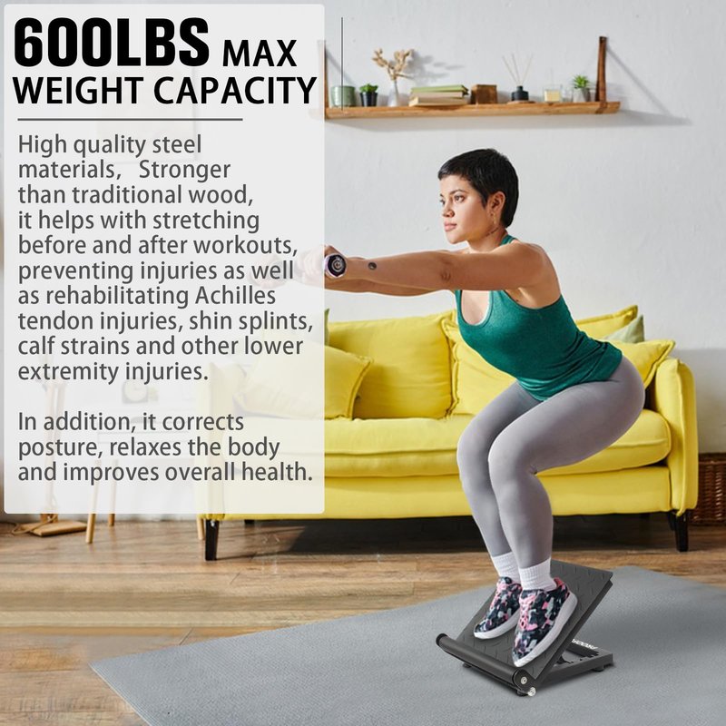 PROOFGOLD 600LBS Adjustable Slant Board - Heavy Duty Steel Calf Stretcher Balance Board for Leg Exercise - Portable Incline Wedge for Home & Commercial Gym