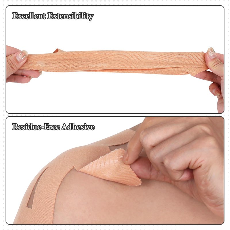 12 Pcs Precut Kinesiology Tape for Shoulder，Shoulder Tape for Shoulder Pain Relief Pre Cut，Support & Stability，Elastic，Waterproof, Breathable Athletic Tape(Brown)