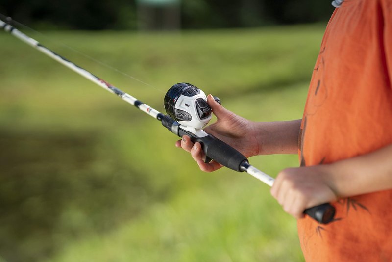 Abu Garcia 5’6" Ike Dude Youth Fishing Rod and Reel Spincast Combo, 2-Piece Rod, Size 6 Reel, Right Handle Position,White