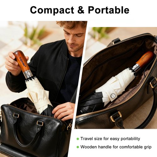 Lejorain Compact Golf Umbrella Large - 54inch Travel Big Portable Automatic Folding Umbrella Windproof for Men Heavy Duty 210T Dupont Teflon Coated Umbrella for Rain