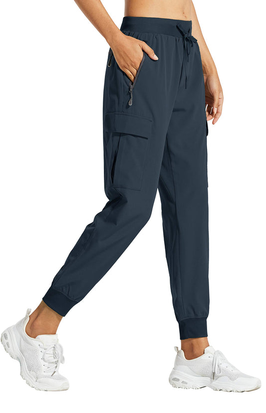 Libin Women's Hiking Cargo Pants Quick Dry Joggers Petite, Navy XXL