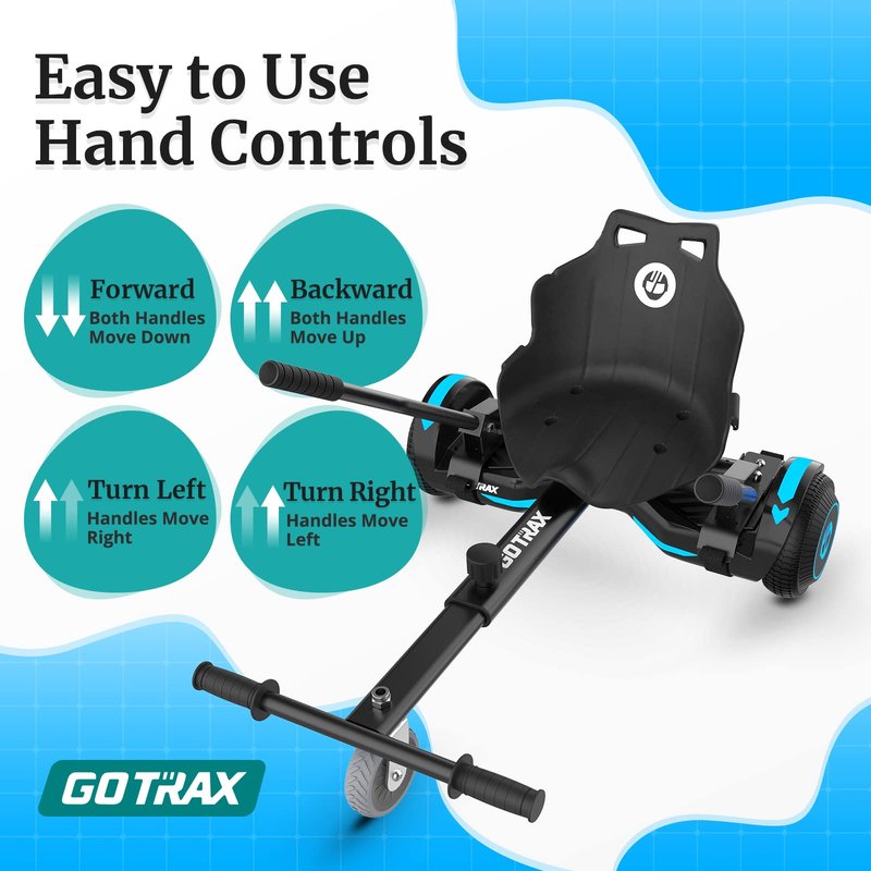 Gotrax HoverflyKart Seat Attachment Accessory for 6.5" 8" 8.5" 10" Self Balancing Scooter, Adjustable Frame Length and Handlebar Control Buggy Attachment, Hover Board Go Kart Accessory, Large, (Black)