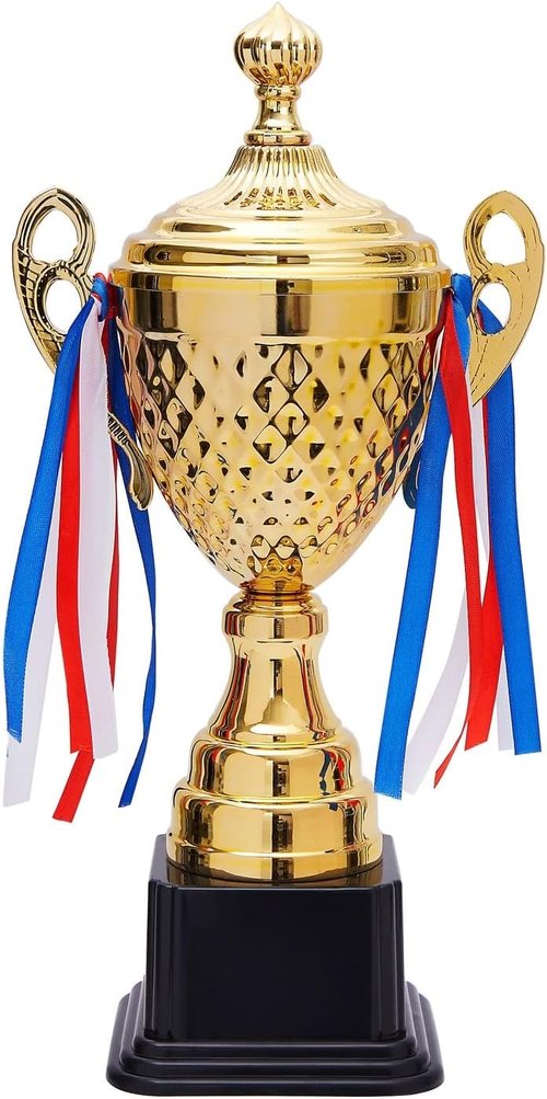 Juvale Gold Trophy Cup - Versatile Tournament & Championship Award for Soccer, Basketball, Golf - 15.2 x 7.5 x 5 in