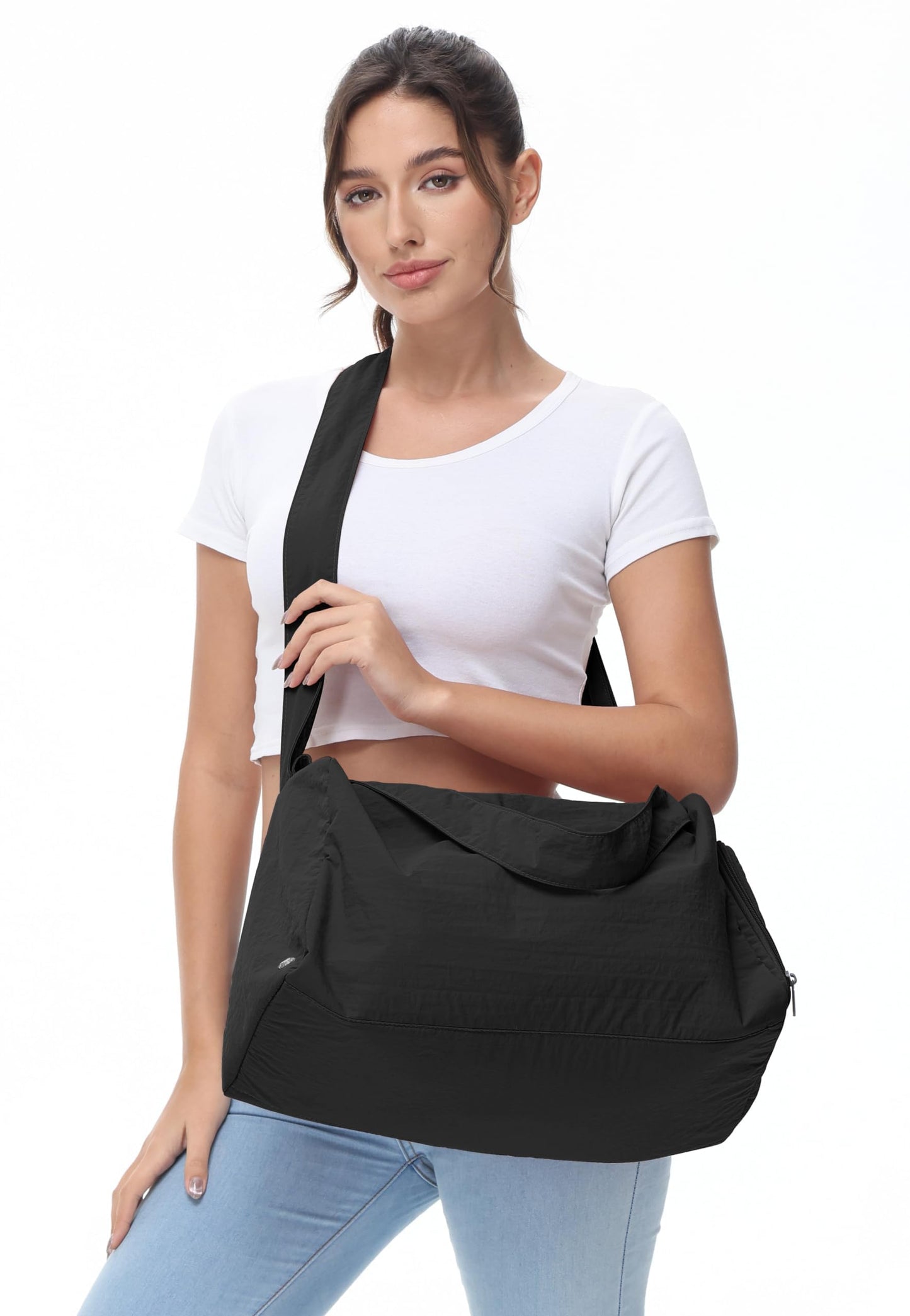 Small Gym Bag for Women with Shoes Compartment, Stylish Duffle Travel Bag for Plane, Lightweight Duffle Bag for Women & Men, Sport Gym Tote Bag with Wet Pocket for Yoga, Pilates, Swimming