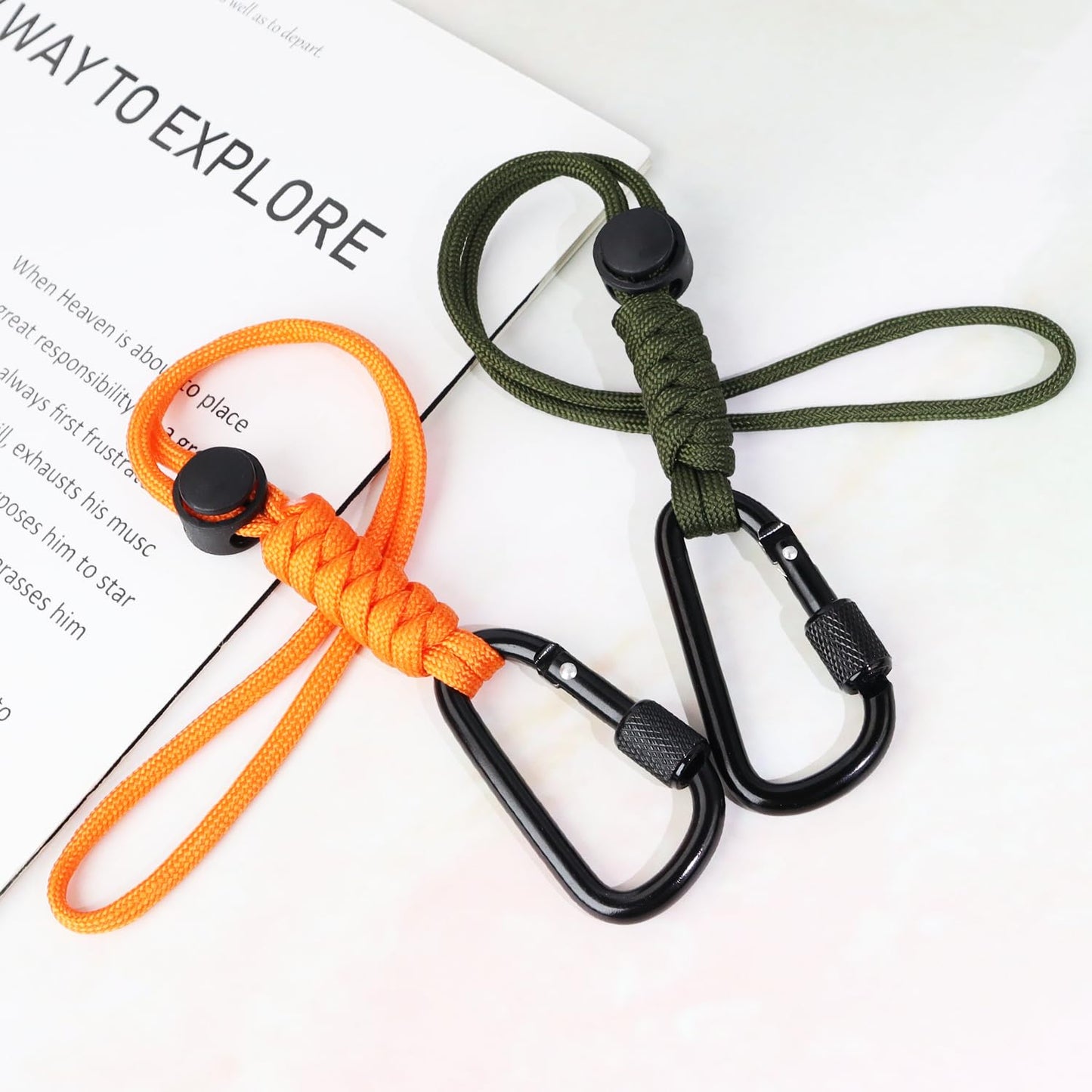 2pcs Paracord Keychain Lanyard with Aluminum Alloy Clip, Small Accessories Organizer for Daily Use, Travel and Outdoor
