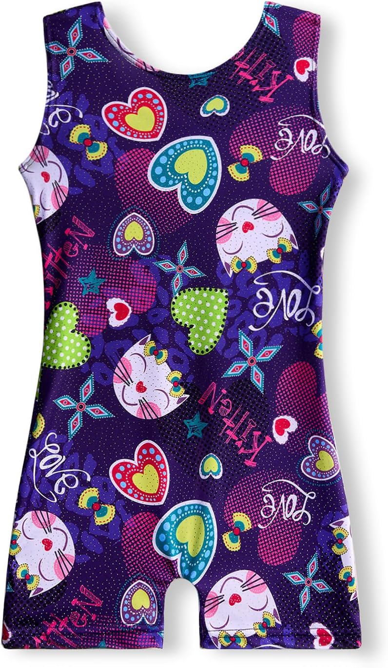 Skiennix Gymnastics Leotards for Girls | Stylish Biketard Unitard with Shorts | Sizes 2T-8T