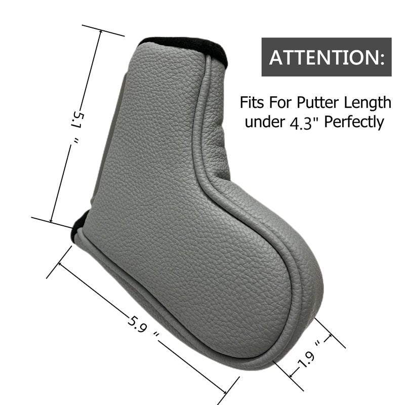 NEwoilkwo Magnetic Golf Blade Putter Head Cover, Compact Size, Grey-Blue, Fits for All Brand - Protect Golf Clubs