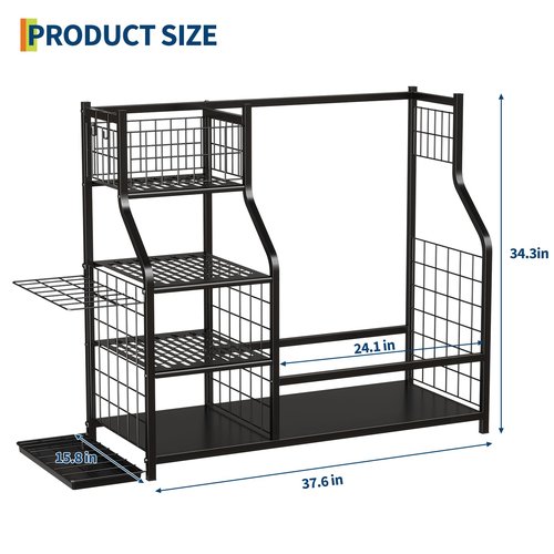 GarveeLife Golf Bag Organizer, Sports Equipment Organizer, Sports Organizer for Garage, Golf Bag Stand for Garage with Baskets, Hooks