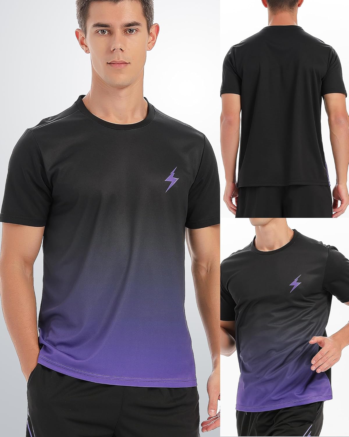 Skiennix 5 Pack Men's Workout Shirts - Quick Dry Athletic Short Sleeve Crew Neck Tees