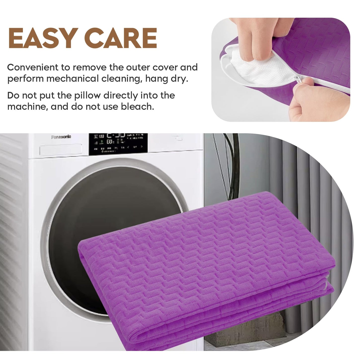 PEUJEW Small Shredded Memory Foam Pillow, Camping Pillow Travel Pillow - Compressible Medium Firm, Breathable Cover, Ideal Backpacking Hiking, Airplane and Car (Purple, S)