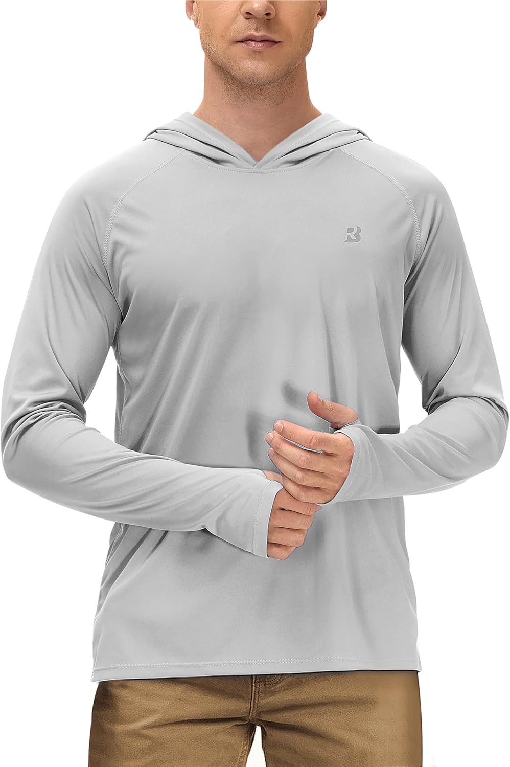 Roadbox Men's UPF 50+ Long Sleeve Sun Hoodie - UV Protection Fishing Shirt for Hiking & Running