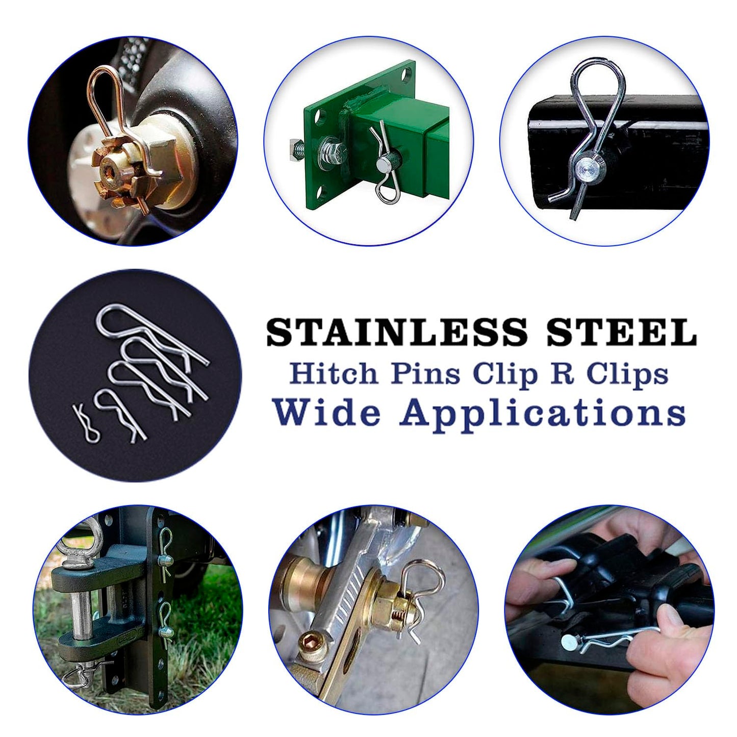 Ironking 90 Pcs 6 Sizes Stainless Steel Hitch Pin Clip R Clips Retaining Pins Tractor Cotter Pin Hair Pin Assortment Spring Clip Retainer Pins Kit for Hitch Pin Lock System, Trucks, Engine Repair