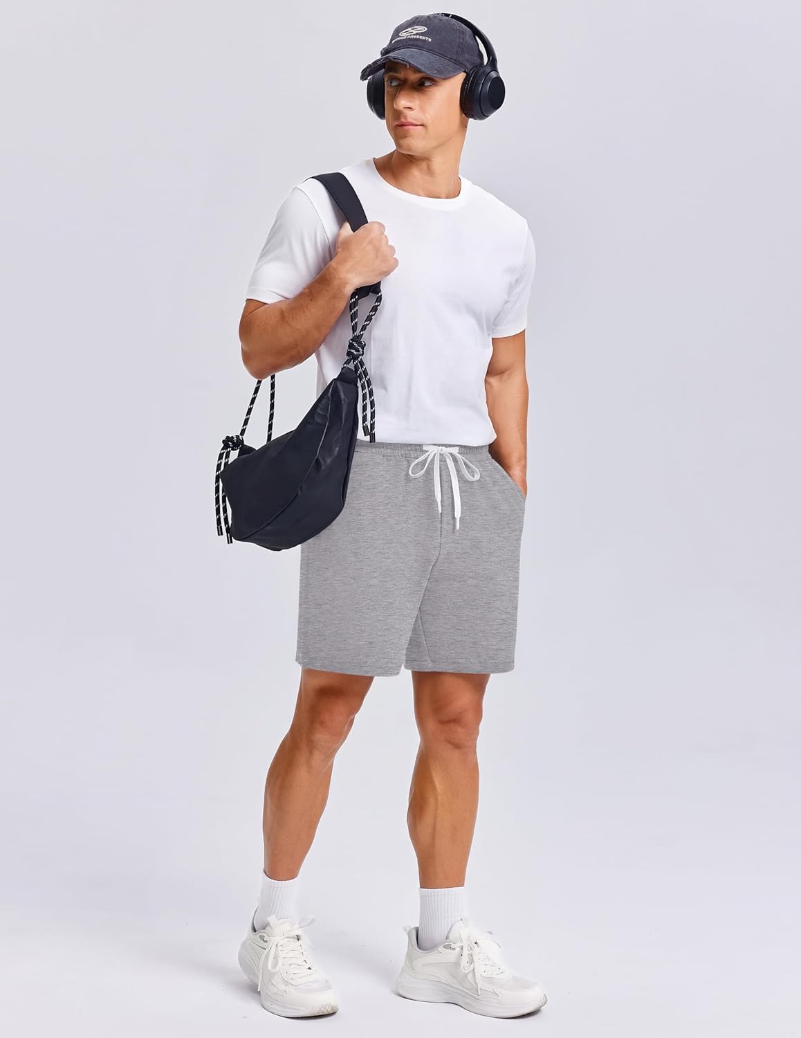 PINSPARK Men's Casual Sweat Shorts - Lightweight 7" Cotton Athletic Lounge Shorts with Drawstring