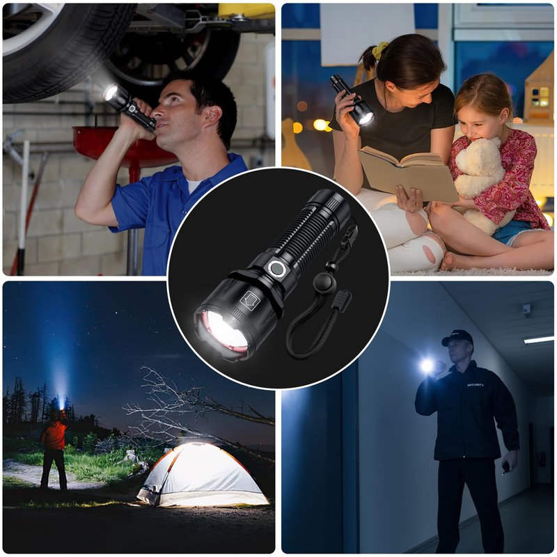 Grentay Flashlights High Lumens, 1800,000 Lumens Super Bright Rechargeable Flashlight with 5 Light Modes, Zoomable, IP67 Waterproof, Led Flashlight for Home Emergencies Camping