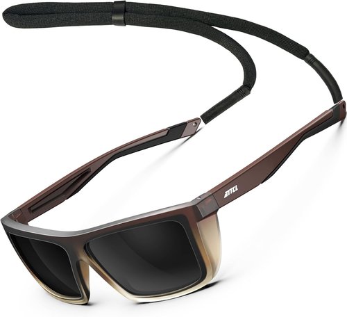 ATTCL Polarized Sports Sunglasses for Men - Lightweight TR90 Square Frame with UV Protection for Driving & Fishing