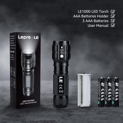 Lighting EVER LED Flashlight - High Lumens, Waterproof & Adjustable Focus | Compact Tactical Light for Outdoor Use