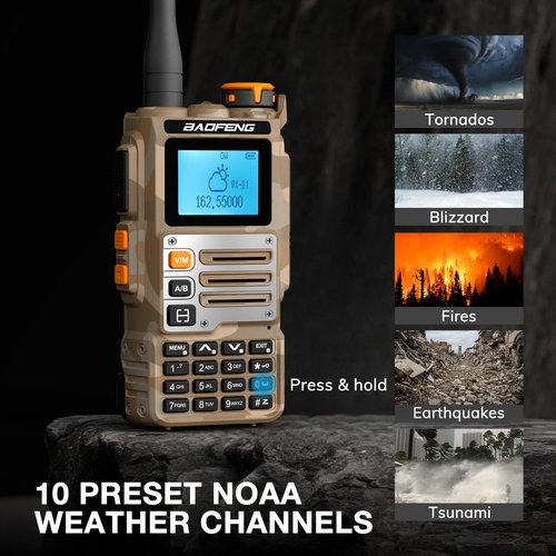 BAOFENG K63 Tri-Band Two Way Radio, UHF/VHF/1.25M Handheld Ham Radio K6, AM FM NOAA Receiver w/ 2600mAh Battery USB-C Port, 999CH, Wireless Freq Copy, Programming Cable, CHIRP Compatible, Coyote Brown