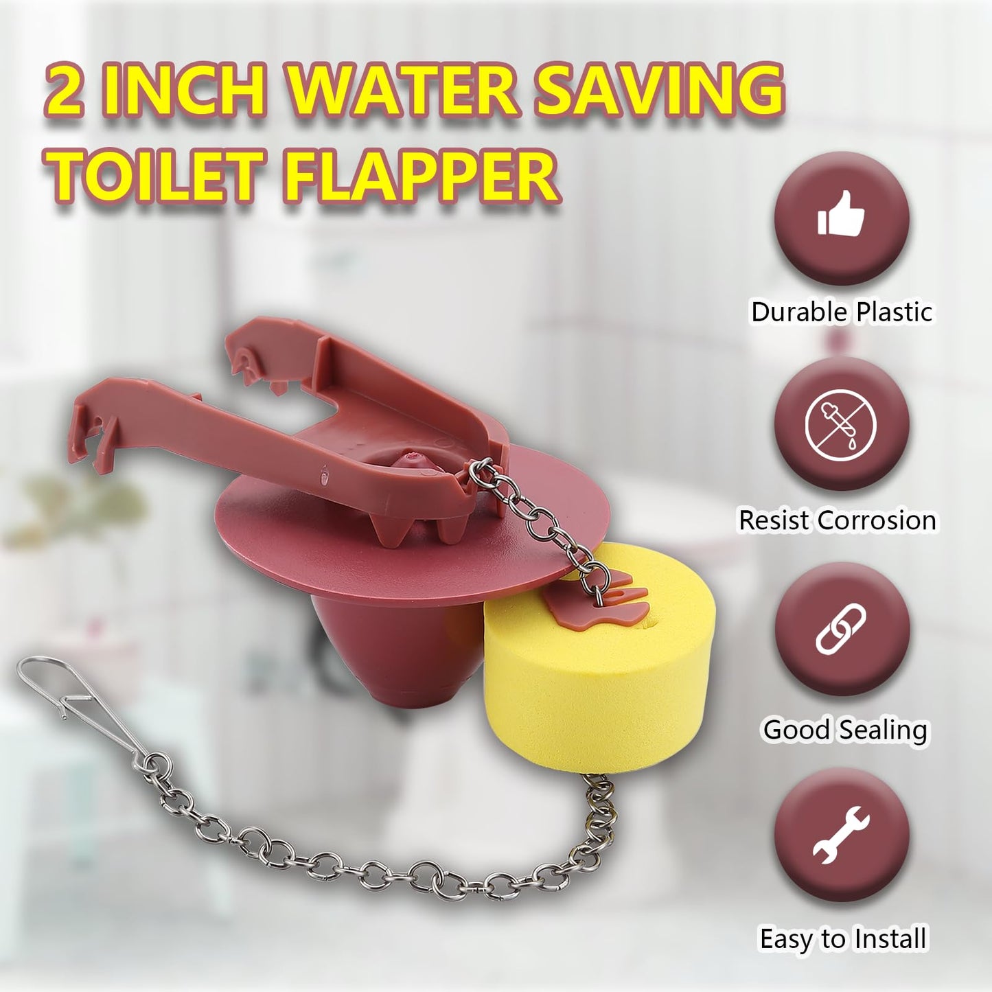 2 Inch Toilet Flapper with Float Replacement Compatible with Kohler GP1105825, Fit 1.28 gpf Toilet with Stainless Chain and Float, 1 Pack