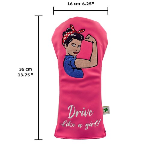 Foretra Driver Headcover | Leather Golf Club Covers | Drive Like a Girl Novelty Golf Head Covers Essential Golfer Accessories for Men Women | Universal Fit for Golfing Clubs