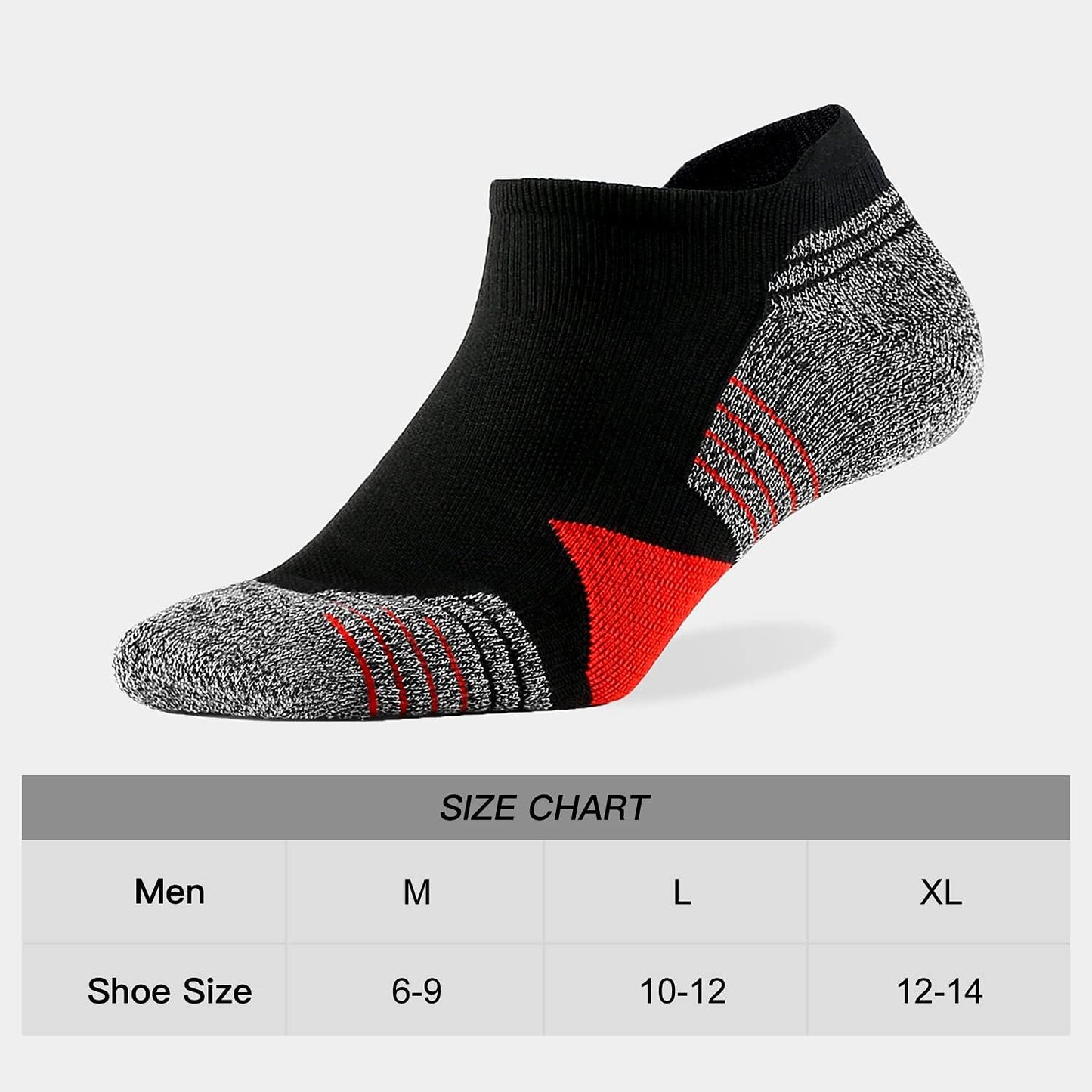 WANDER Men's Athletic Running Socks - 7 Pairs of Thick Cushion Ankle Socks | Low Cut Sizes 6-14