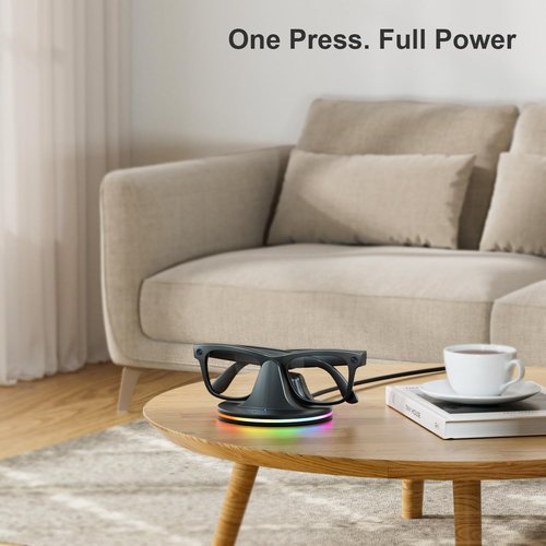 Charging Dock for Meta Glasses Ray-Ban: Wayfarer, Skyler, Headliner & Oakley HSTN Smart Glasses Charger with LED Power Status Light, Black