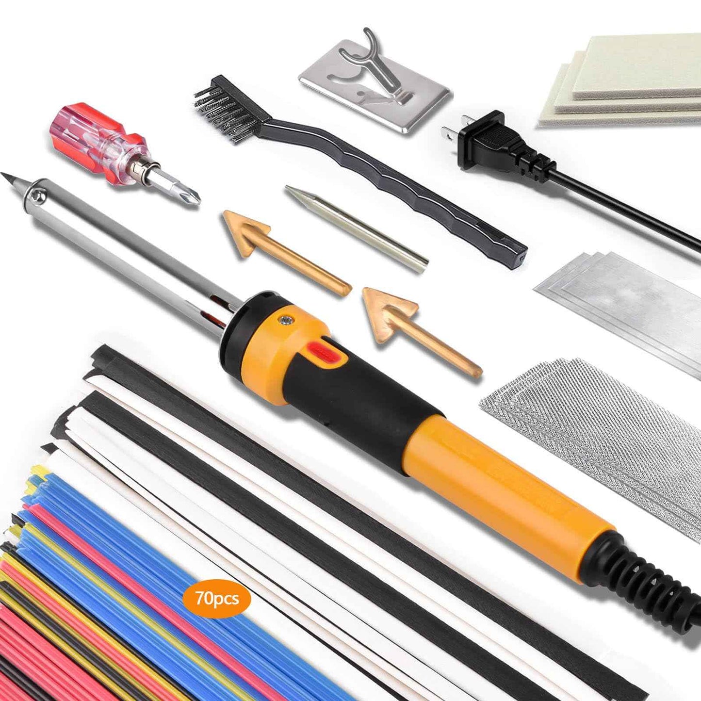 XR MARKET 150W Rapid Heating 3 IN 1 Plastic Welder, 70PCS Rods Welding Kit, 3 Tips Welder Soldering Iron Kit, Plastic Repair Kit for Car Bumper Dashboard Kayaks Canoe Repairs