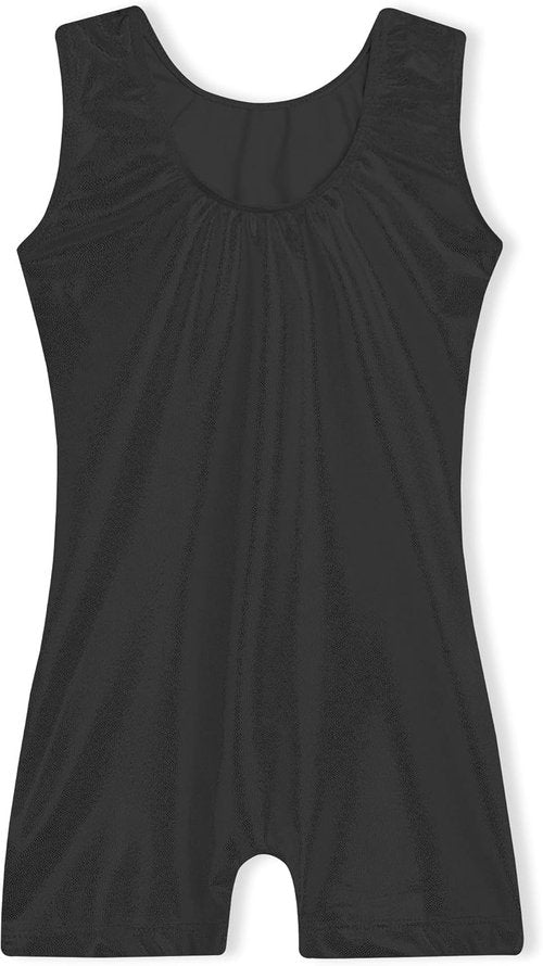 Domusgo Gymnastics Leotards - Sparkly One-Piece Unitard for Girls | Pro Kids Biketards with Shorts