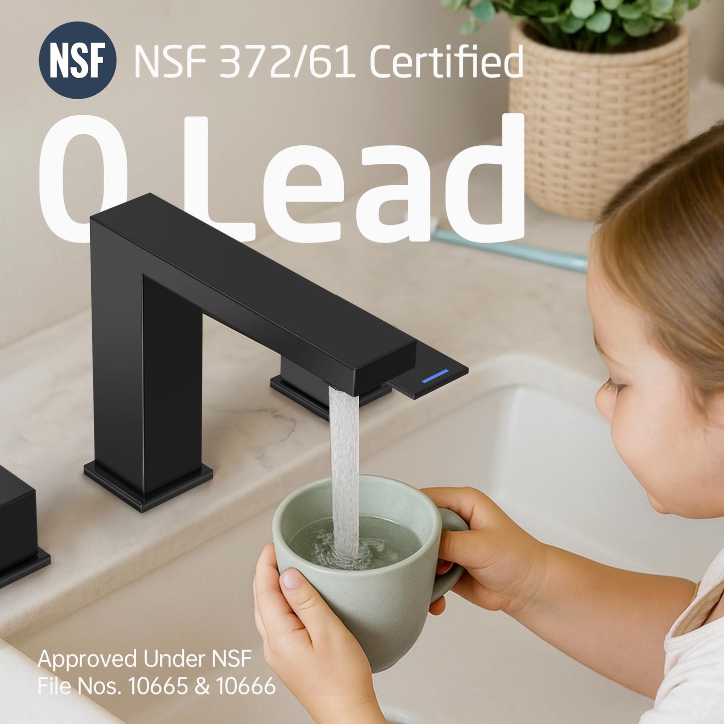 KES All Metal Black Bathroom Faucets 8 Inch, Widespread Bathroom Sink Faucet, 3 Hole Vanity Faucet with Supply Hoses, SUS 304 Stainless Steel Matte Black, L4350LFF12-BK