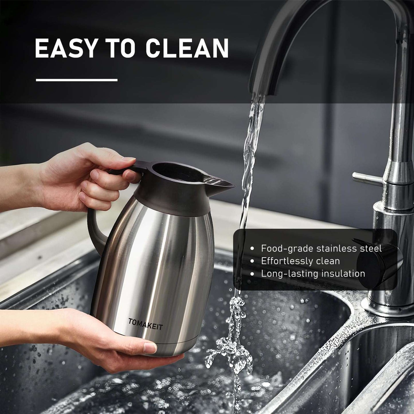 Thermal Coffee Carafe, 2L/68 Oz Stainless Steel Vacuum Insulated Thermoses, Double-Wall Design, 24-Hour Hot & Cold, Leak-Proof, Portable for Travel,Camping,Office