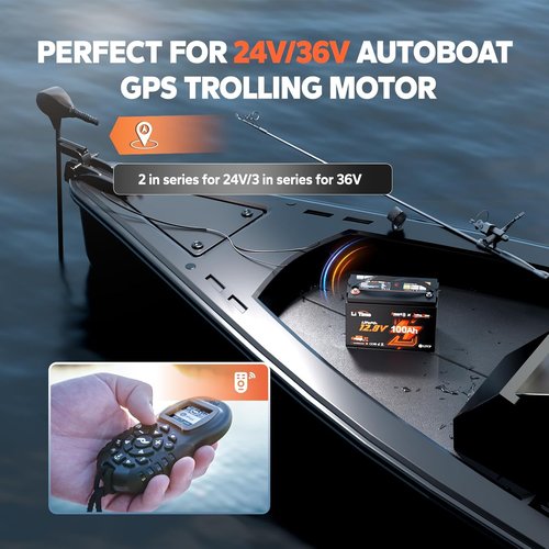 Litime 12V Lithium Battery - 100Ah LiFePO4 for Trolling Motors | Bluetooth, 15000 Deep Cycles, 100A BMS, Low-Temp Protection (2-Pack)