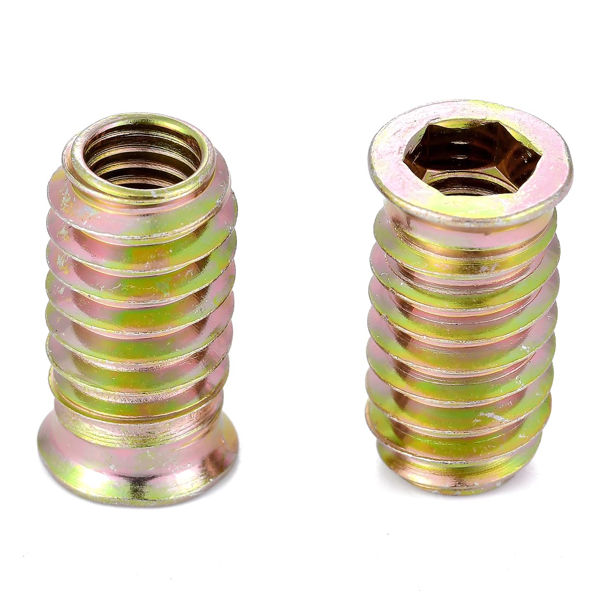 Xrfoiniu 50 Pieces 5/16 Threaded Inserts for Wood Insert Nut Woodworking Tools Flush Nut Inserts Wood Bolt Furniture Headless Screw Hardware Nuts (50, 5/16"-18x25mm)