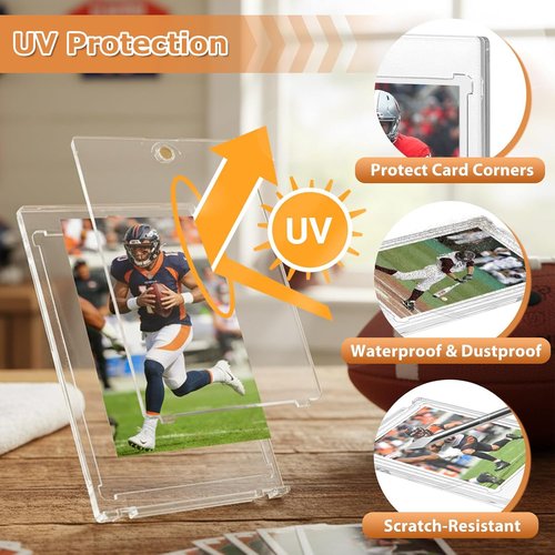 75PT Magnetic Card Holder - 18ct Trading Card Protectors with UV Protection | Thick Hard Plastic Sleeves