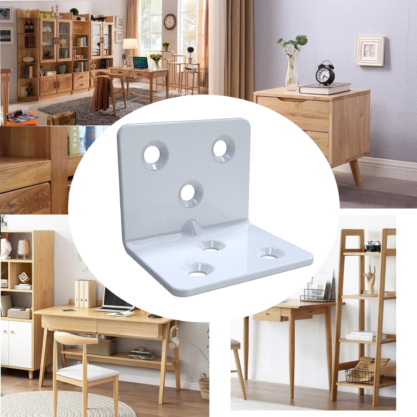 White Stainless Steel Corner Bracket,Joint Right Angle Bracket,L Shape Heavy Duty Metal Corner Brace Hardware Brackets Supporter for Wood Aufuga (16, 1.5x1.2x1.2inch)