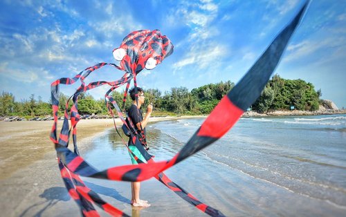 Kizh Kite Octopus - Large Frameless Soft Parafoil Kite for Kids & Adults | 150 Inches Long for Outdoor Fun