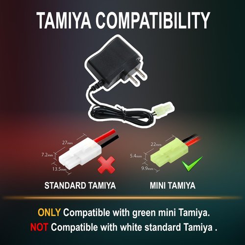 Lancer Tactical Airsoft RC Battery Charger and 9.6V NiMH 1600mAh x2 Rechargeable Butterfly Battery Pack with Mini Tamiya Connector for AEGs