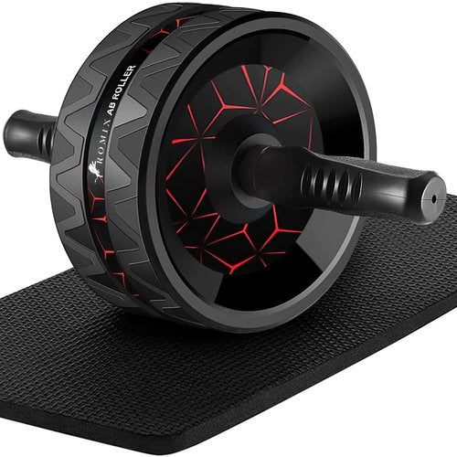 ROMIX Ab Roller Wheel, Wide Ab Wheel Roller with Extra Thick Knee Mat for Home Gym Fitness, Abs Workout Equipment for Abdominal and Core Strength Training for Men and Women, Exercise Wheels for Abs